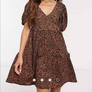 Stradivarius v-neck animal print smock dress ASOS